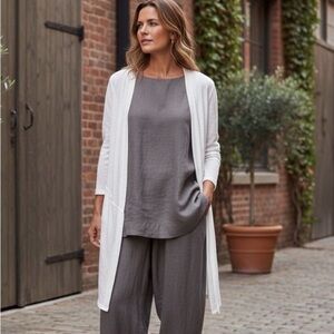 Chico’s White Ultimate Tee Slub Knit Longline Open Front Cardigan - Size 0 / S